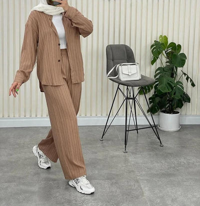 Peyton™ - Shirt And Pants Set Chiffon Straight Full Pants Office Sets