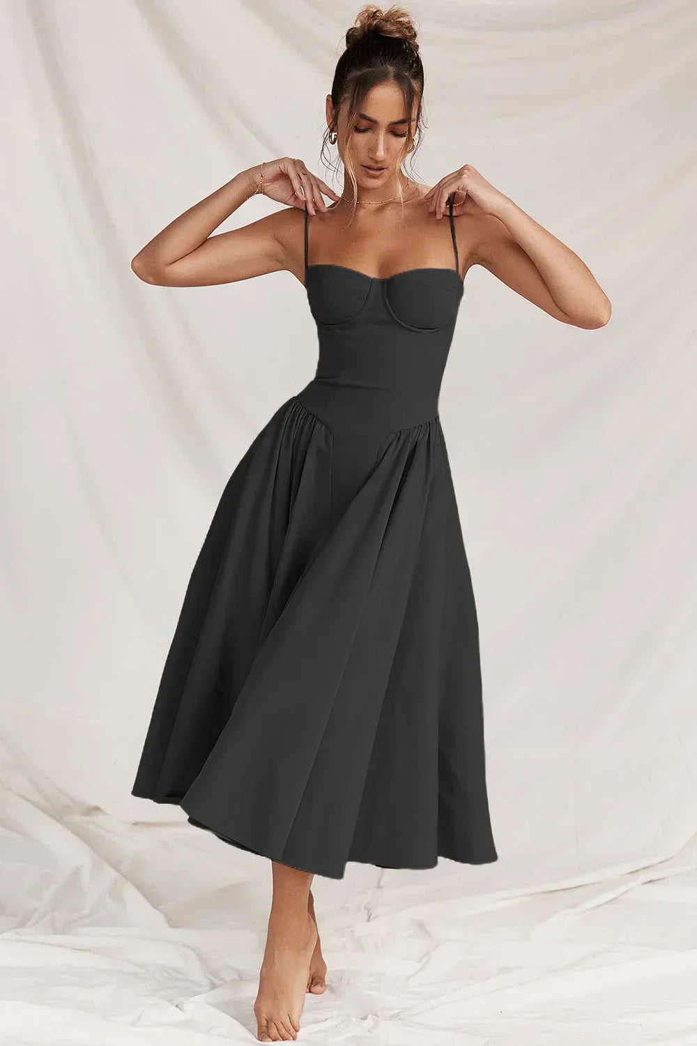 Aubrey™ - Elegant Sleeveless Corset Midi Dress