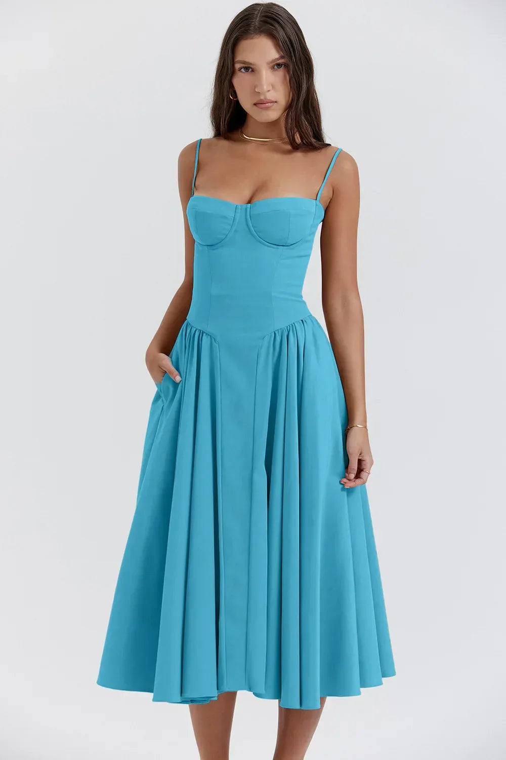 Aubrey™ - Elegant Sleeveless Corset Midi Dress