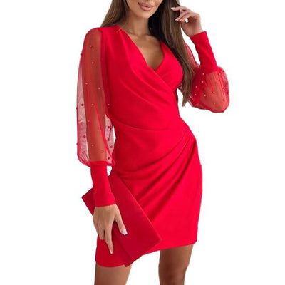 Aubrey™ - Stylish Lacey Wrap V-Neck Dress