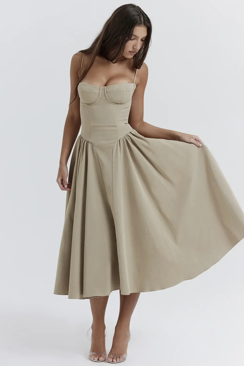 Aubrey™ - Elegant Sleeveless Corset Midi Dress