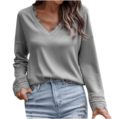 Olivia™ - Stylish V-Neck Long-Sleeved Knitted Top