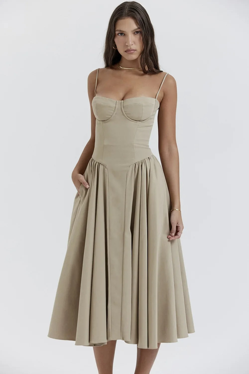 Aubrey™ - Elegant Sleeveless Corset Midi Dress