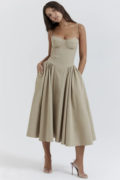 Aubrey™ - Elegant Sleeveless Corset Midi Dress