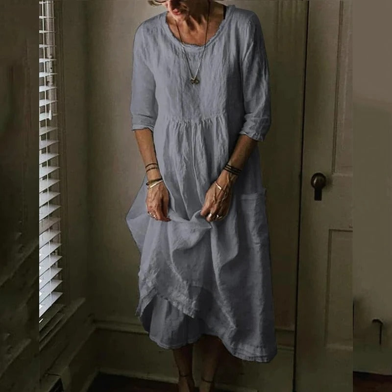 Aria™ - Comfy Maxi Dress with Loose Round Neck