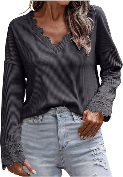 Olivia™ - Stylish V-Neck Long-Sleeved Knitted Top