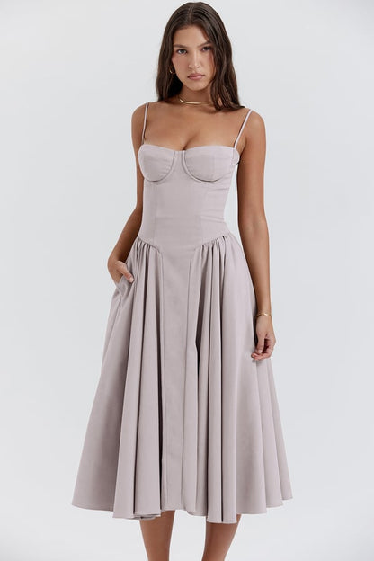 Aubrey™ - Elegant Sleeveless Corset Midi Dress