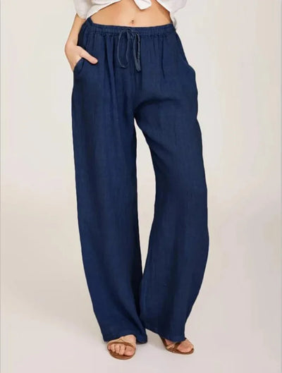 Harper™ - Cotton Linen Loose Solid Elastic Waist Trouser