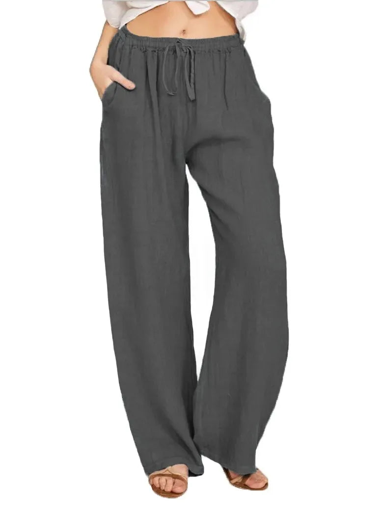 Harper™ - Cotton Linen Loose Solid Elastic Waist Trouser