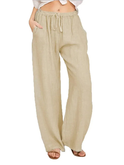 Harper™ - Cotton Linen Loose Solid Elastic Waist Trouser