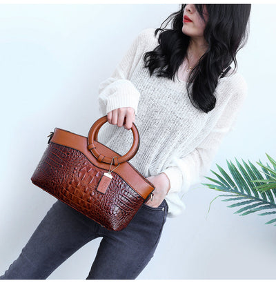 Ella™ - Elegant Handmade Leather Croco Bag