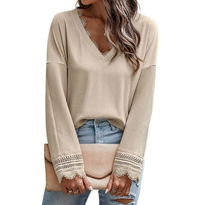 Olivia™ - Stylish V-Neck Long-Sleeved Knitted Top