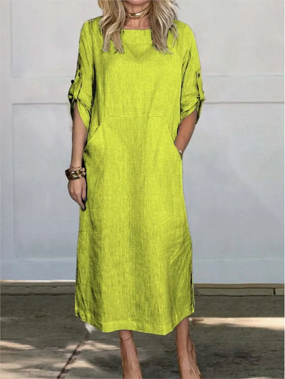 Scarlett™ - Stylish Comfy Loose Short Sleeved Linen Dress