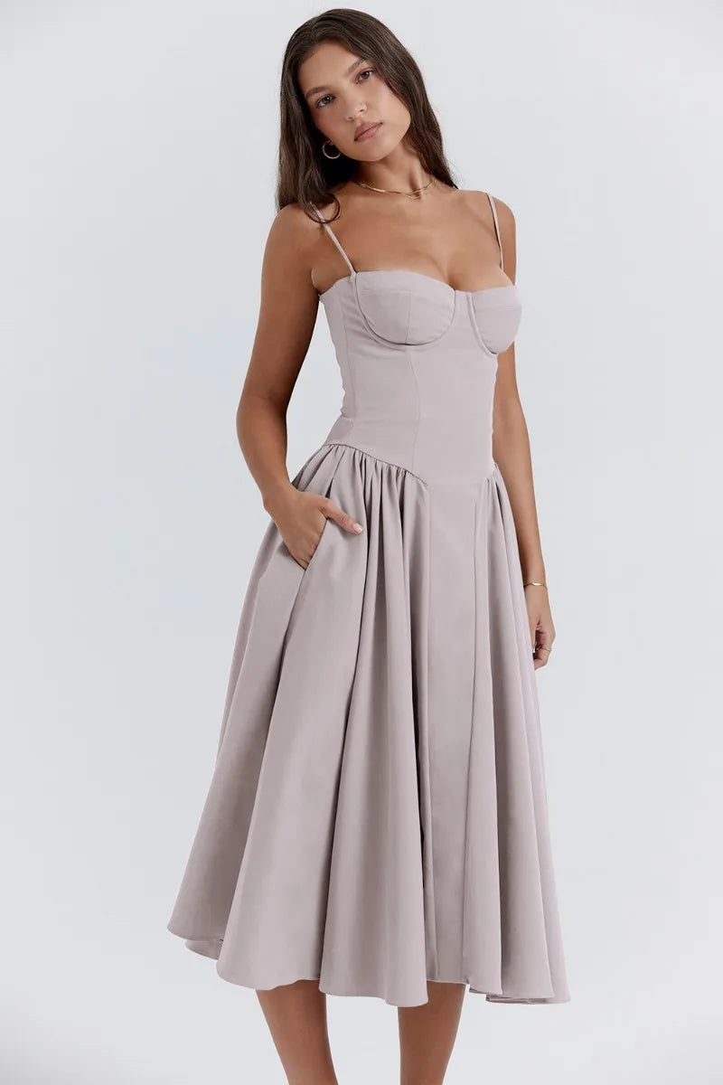 Aubrey™ - Elegant Sleeveless Corset Midi Dress