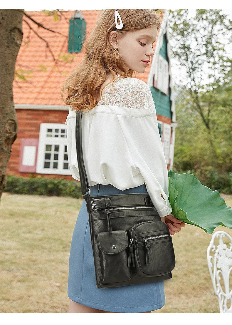 Ariana™ - Multiple Pockets Soft Leather Crossbody Bag