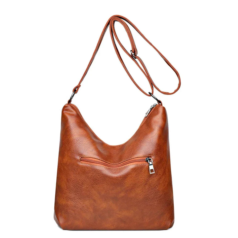 Ellie™ - Double Zipper Vegan Leather Shoulder Bag