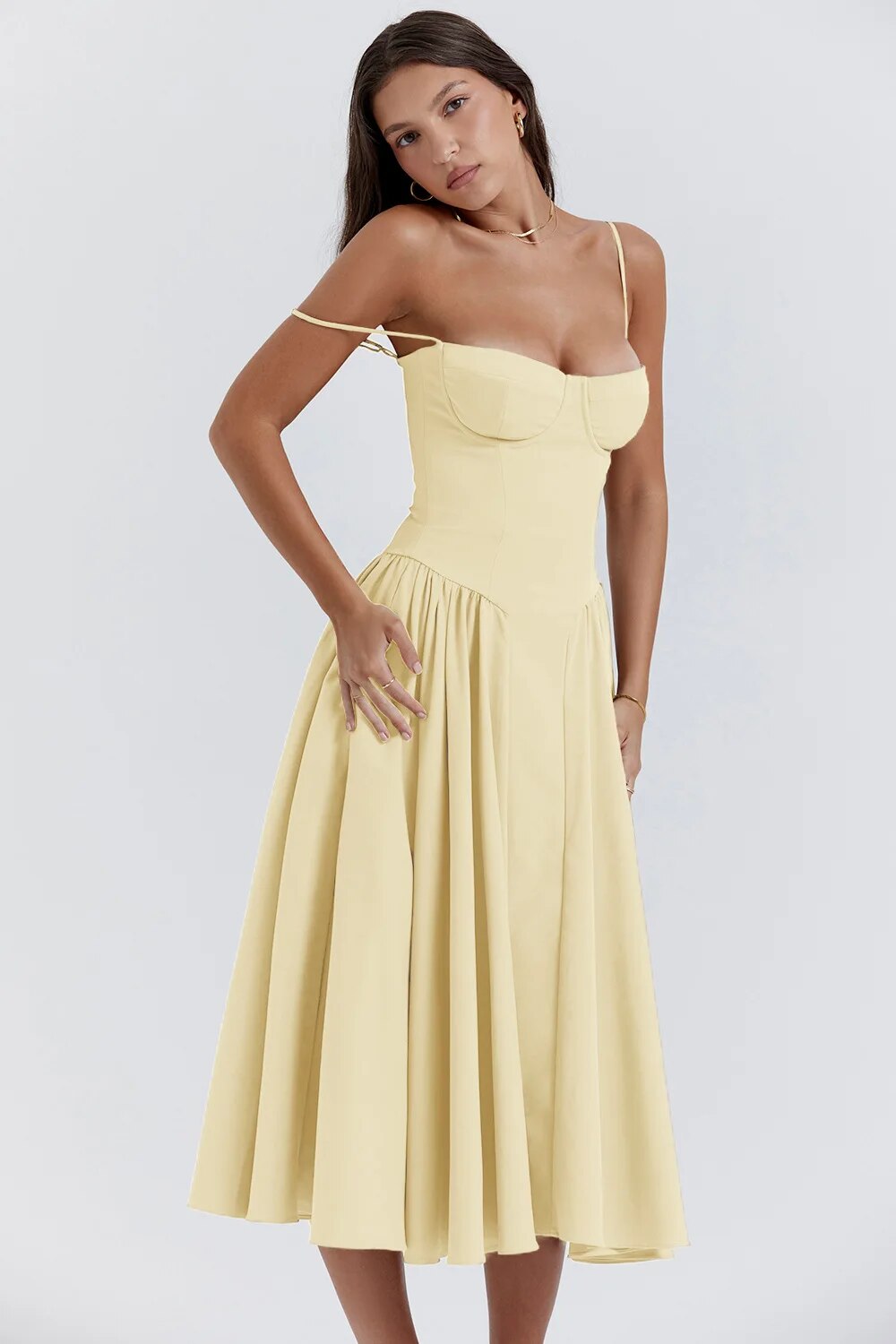 Aubrey™ - Elegant Sleeveless Corset Midi Dress