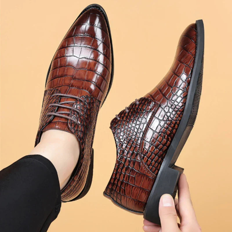 Lucas™ - Stylish Crocodile Pattern Vegan Leather Shoes