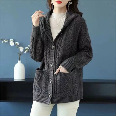 Lina™ - Elegant Diamond Stitch Cardigan