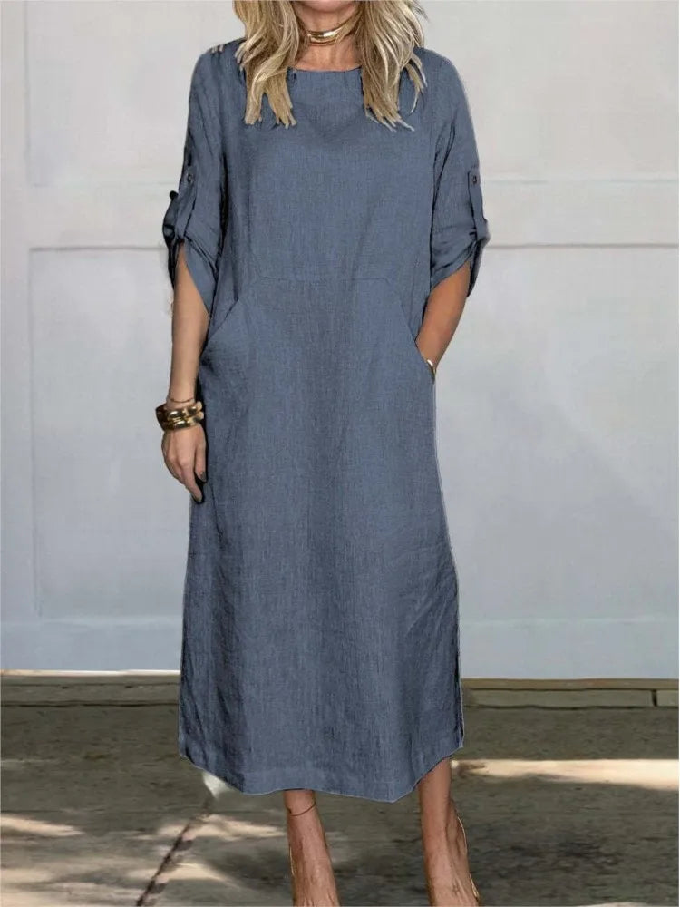 Scarlett™ - Stylish Comfy Loose Short Sleeved Linen Dress