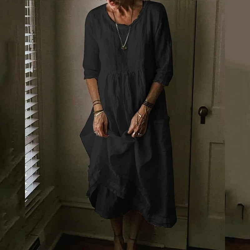 Aria™ - Comfy Maxi Dress with Loose Round Neck