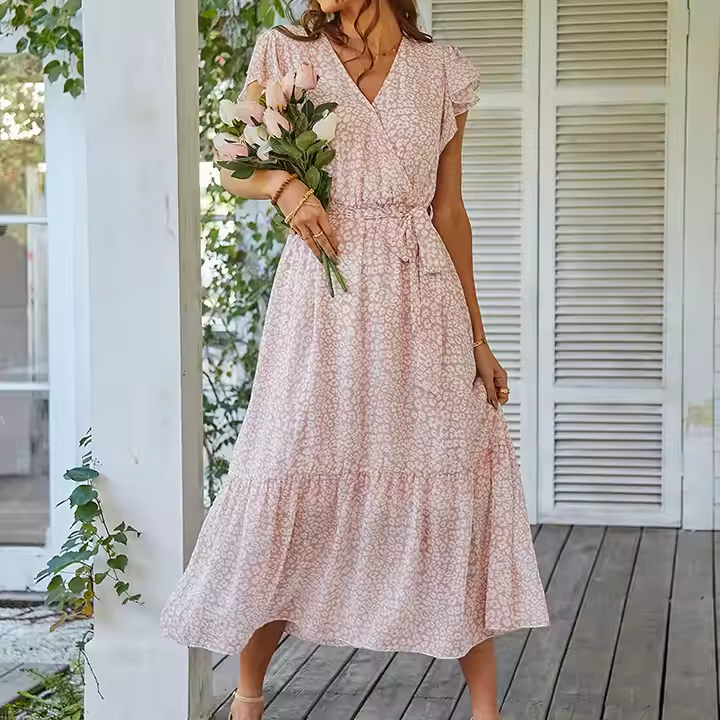 Zoe™ - Comfortable Floral Wrap Belt Summer Dress