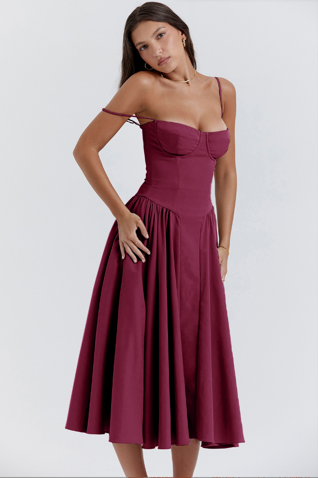 Aubrey™ - Elegant Sleeveless Corset Midi Dress