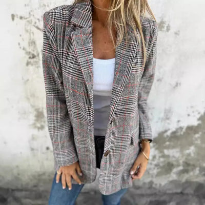 Amelia™ - Casual Check Blazer with Lapels